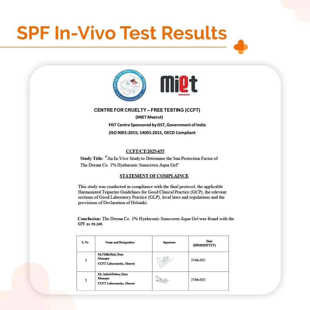 1% Hyaluronic Sunscreen Aqua Gel In Vivo Tested (ISO 24444:2019 Certified, CTRI/2025/02/080287) with SPF 50 & PA++++ - 125 g - Image 5