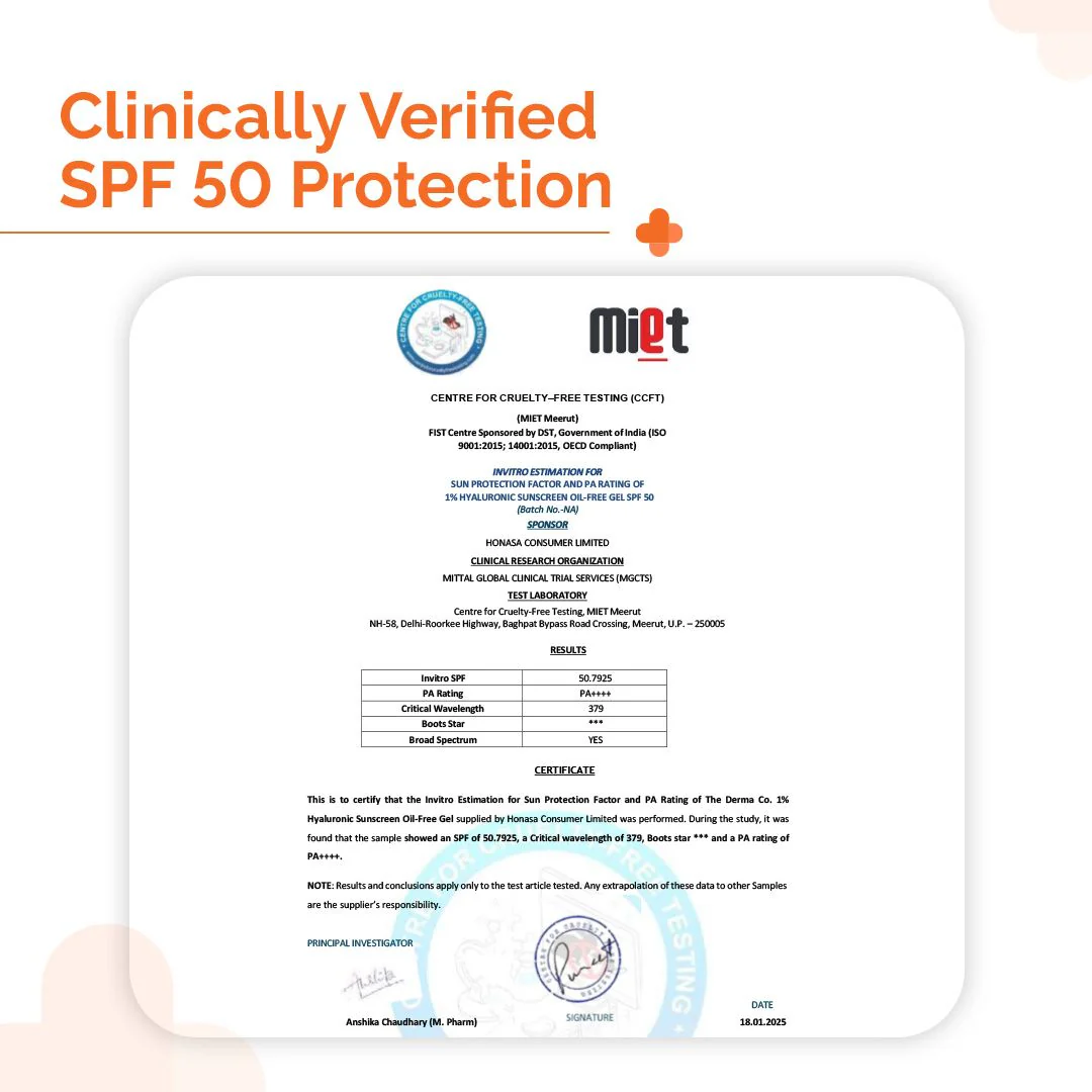 1% Hyaluronic Sunscreen Oil-Free Matte Gel In Vivo Tested (ISO 24444:2019 Certified, CTRI/2025/02/079913) - 50 g - Image 6