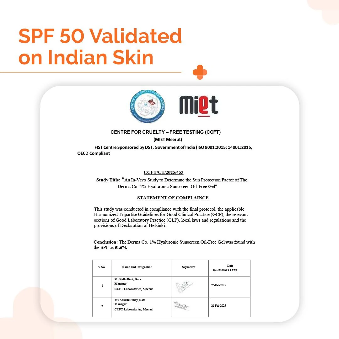 1% Hyaluronic Sunscreen Oil-Free Matte Gel In Vivo Tested (ISO 24444:2019 Certified, CTRI/2025/02/079913) - 50 g - Image 7