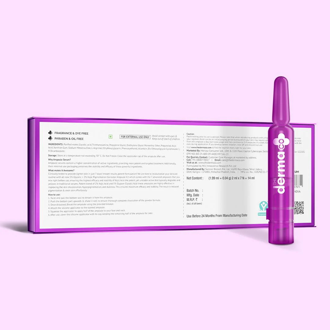 5% Glycolic + 2% Kojic Pigmentation Corrector Ampoule Kit - 14ml - Image 3