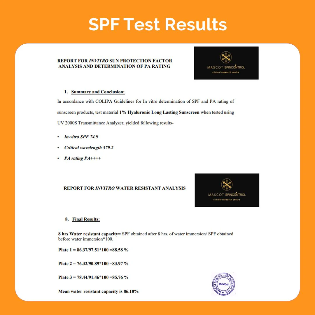 1% Hyaluronic Long Lasting Sunscreen SPF 50 & PA++++ with Hyaluronic Acid & Vitamin E for Upto 6-Hour Sun Protection- 50 g - Image 3