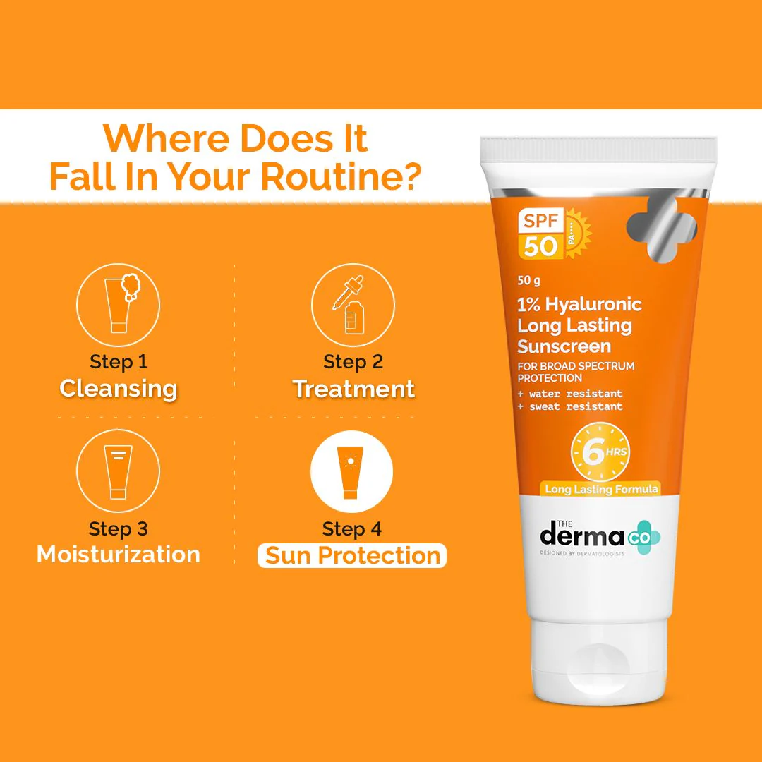 1% Hyaluronic Long Lasting Sunscreen SPF 50 & PA++++ with Hyaluronic Acid & Vitamin E for Upto 6-Hour Sun Protection- 50 g - Image 6